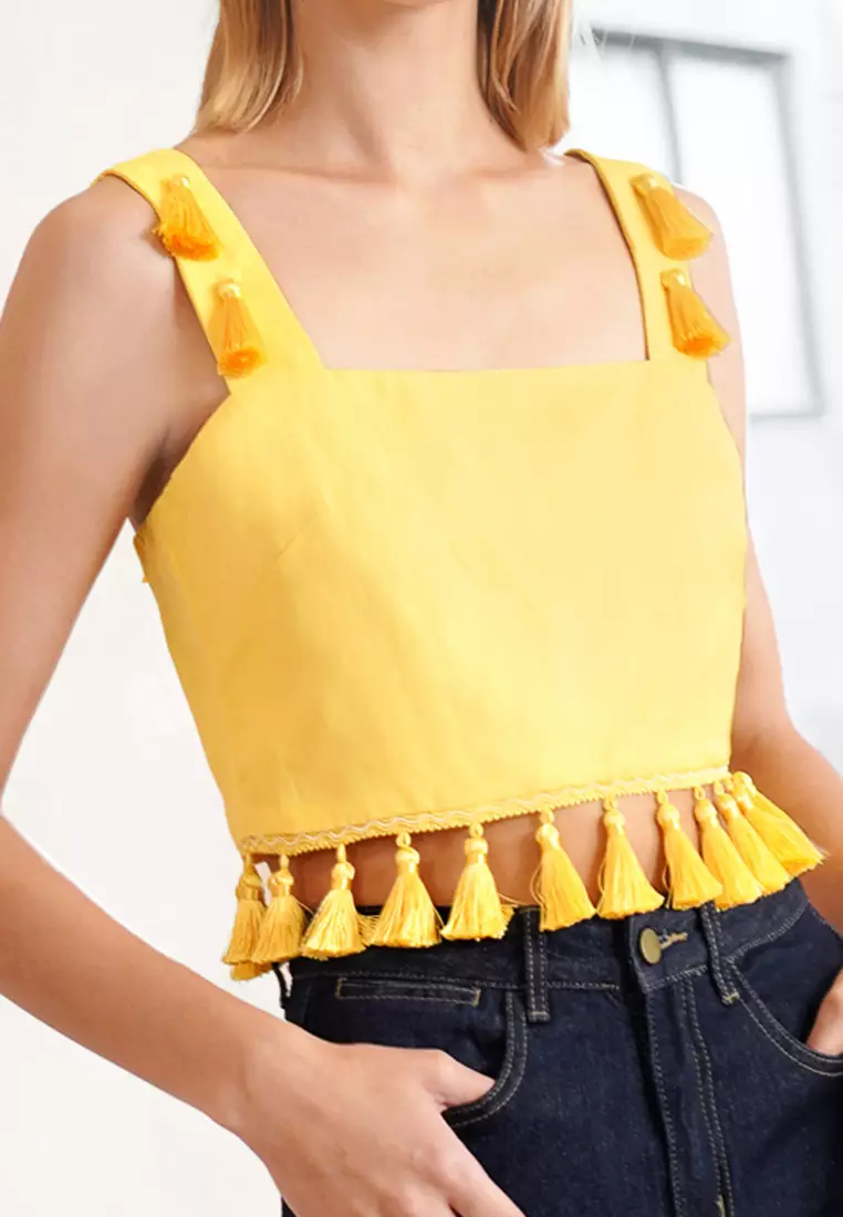 Square Neck Halter Top Yellow