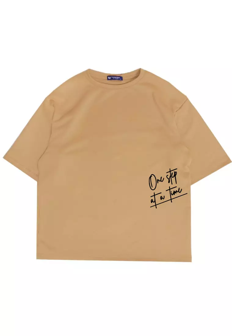 MTW07 kaos oversize keren scubalux "one step at a time" khaki