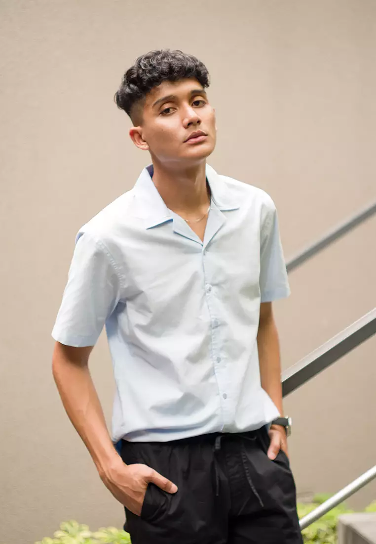 Kemeja pendek pantai OXCON summer shirt Sky Blue