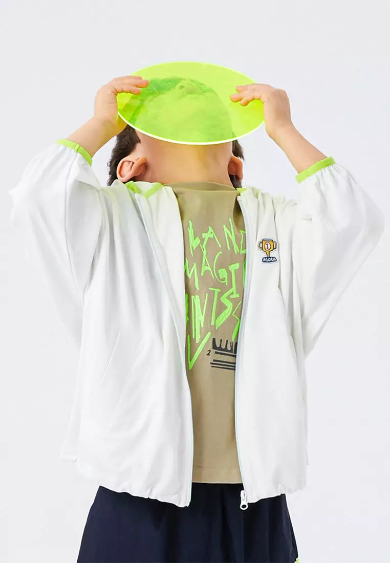 女大童防晒衣外套拼接透气网纱撞色防晒服