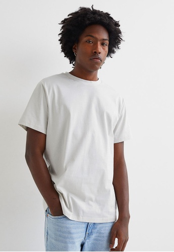 H&M grey Round-Neck T-Shirt Regular Fit 067DBAA06B4DC4GS_1