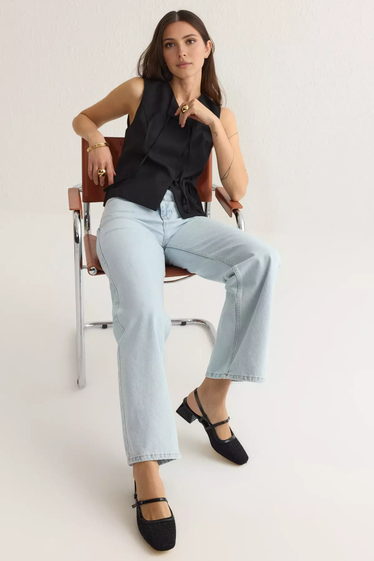 Black Tweed Square Toe Mary Jane Women Block Heels Shoes Takss25To00023