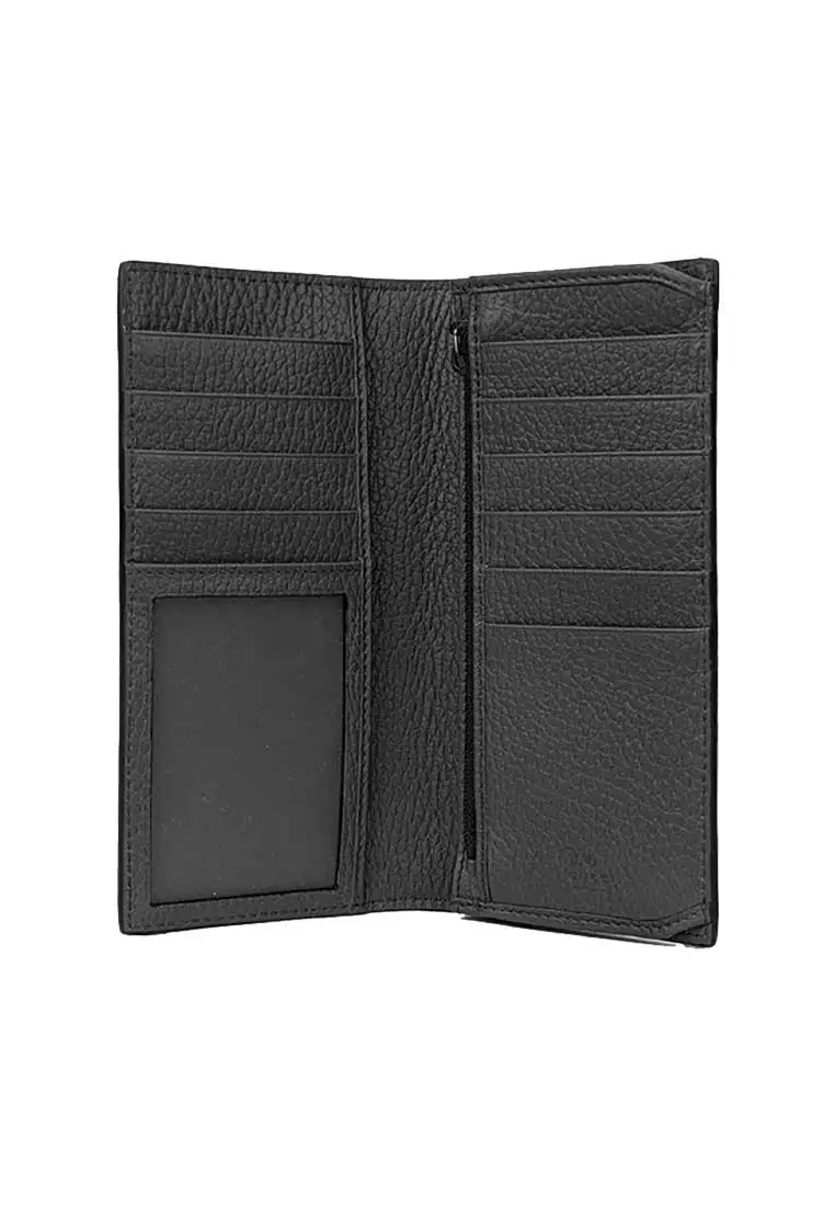 Men's Leather Long Bifold Wallet With Interlock GG Logo Black 610467