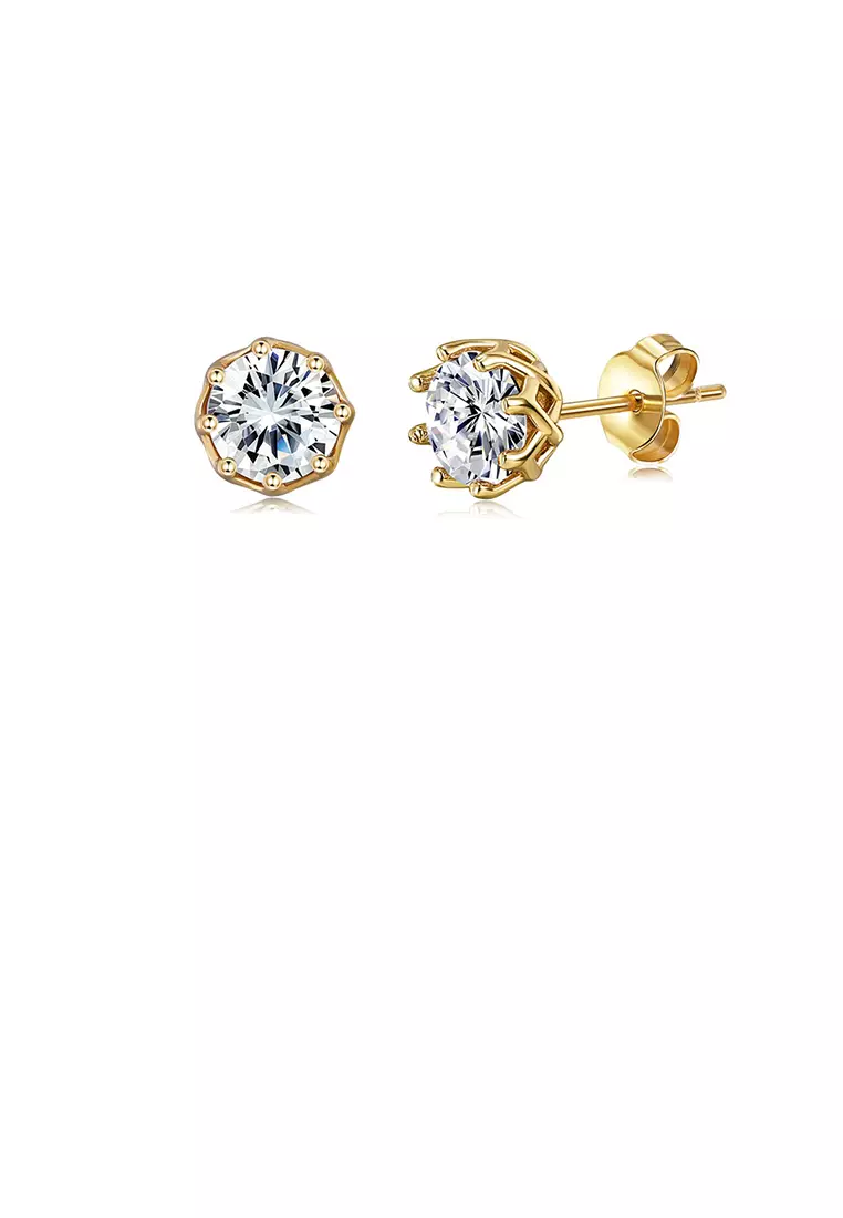 Cz stud earrings yellow gold sale