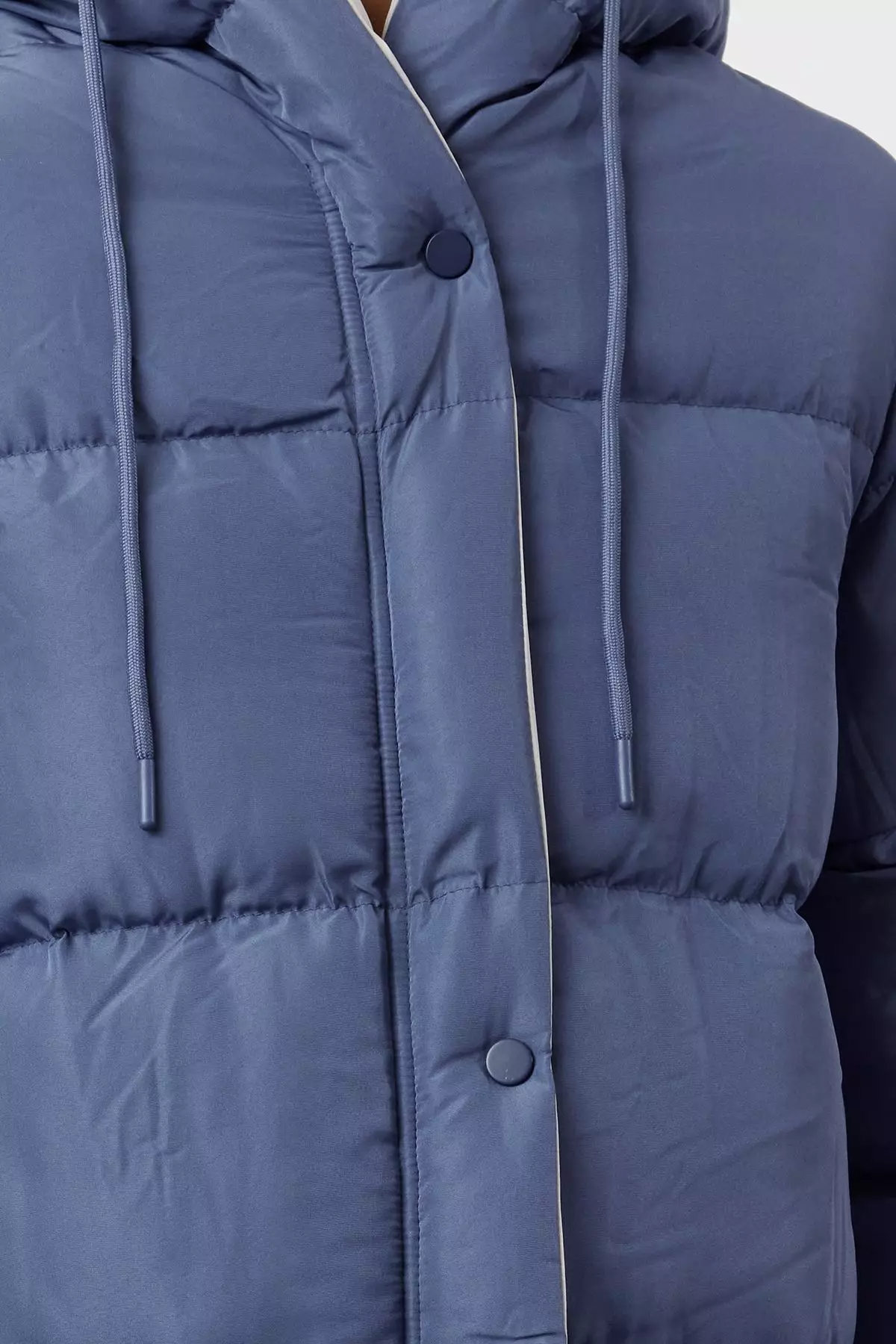 Grey-Blue Reversible Hooded Water Repellent Long Puffer Jacket TWOAW23MO00052