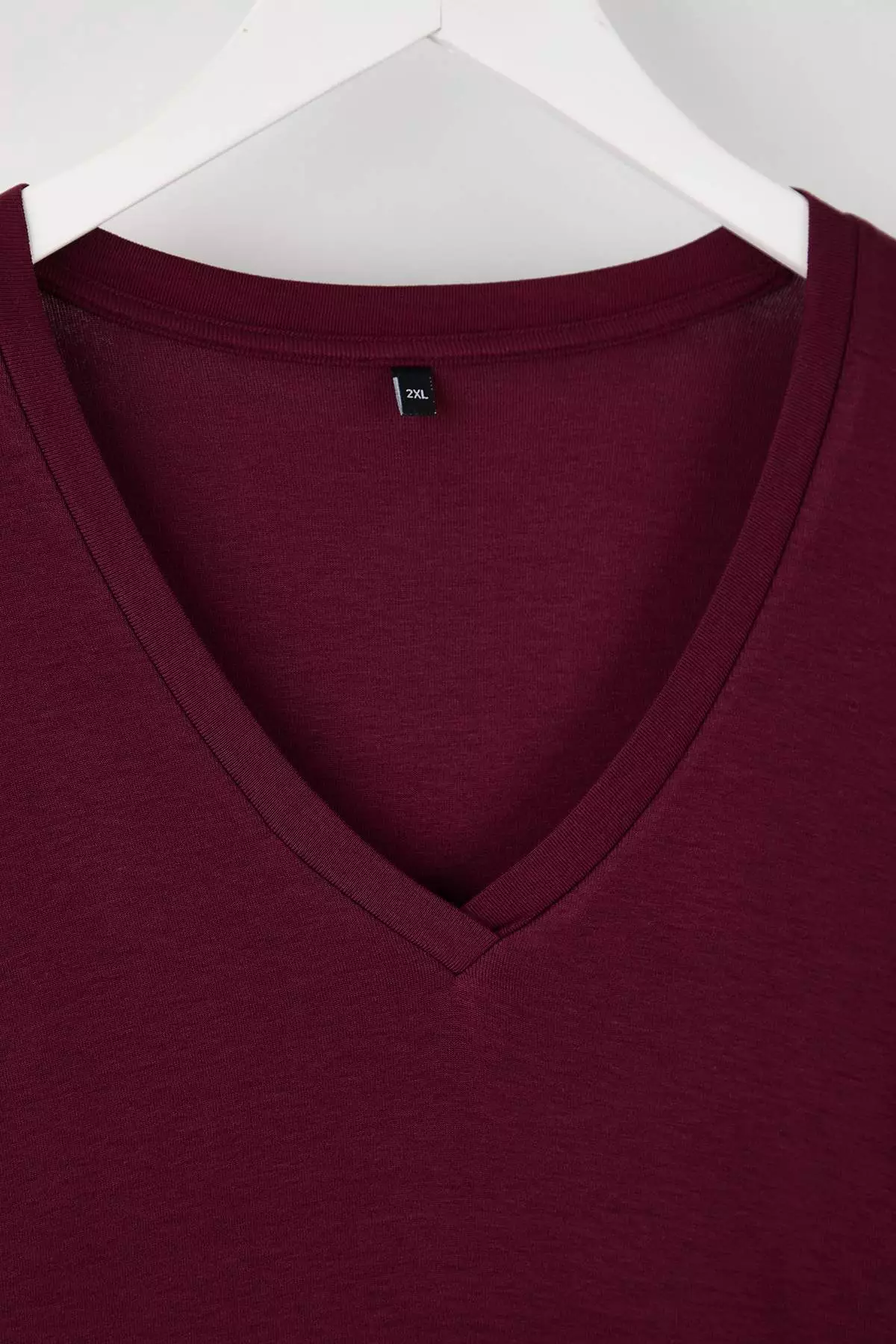 Burgundy Premium Soft Fabric V-Neck Fitted/Flattering Stretchy Knitted Plus Size Blouse Tbbaw26Af00025