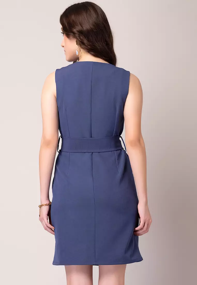 Purple Blazer Dress With Belt