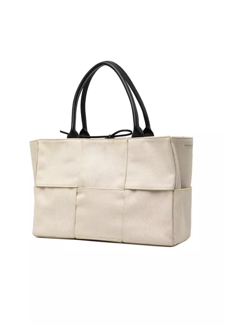 Pre-Loved Bottega Veneta Medium Canvas Maxi Intrecciato Arco Tote