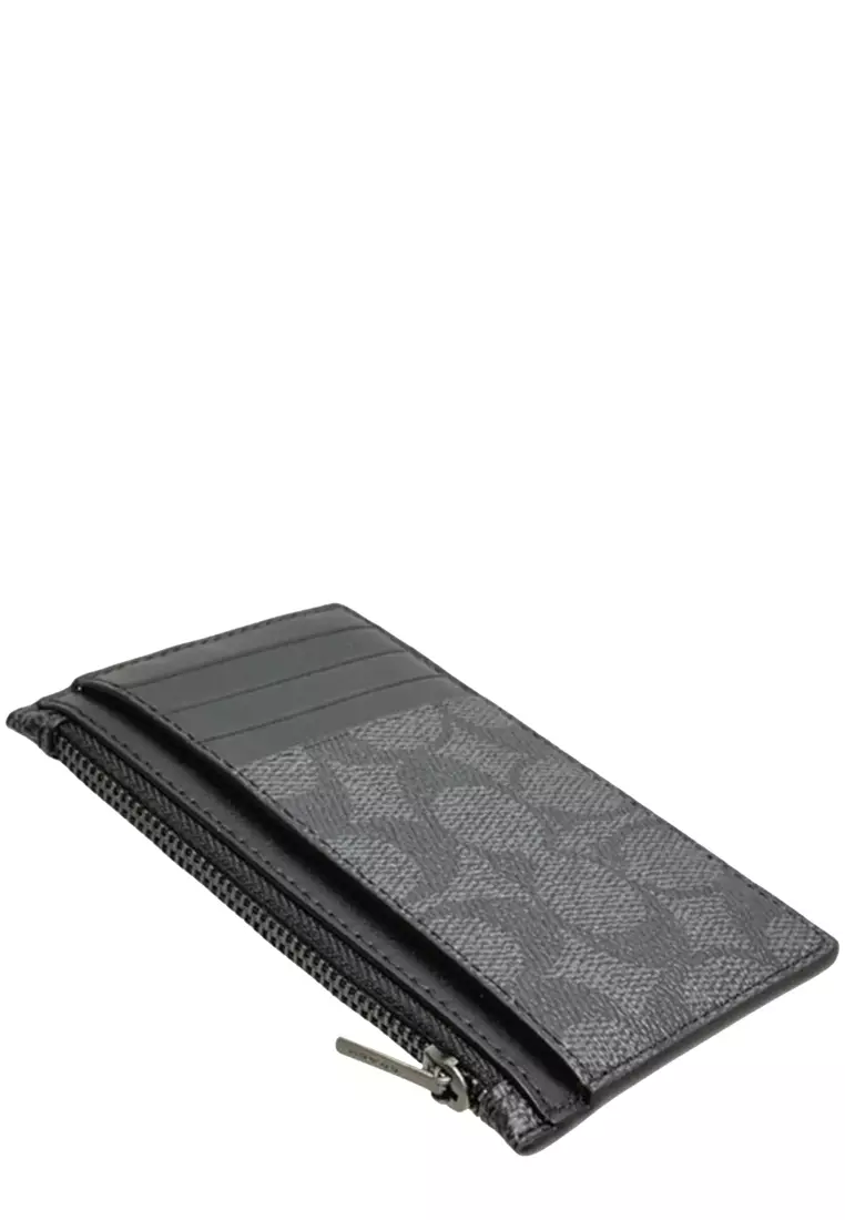 Buy Coach Zip Card Case In Signature Canvas in Charcoal
