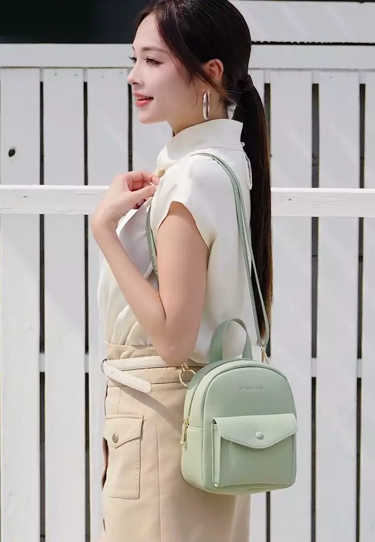 Women's 2-Way Backpack / Crossbody Bag / Sling Bag (Tas Ransel Wanita & Tas Punggung Wanita / Tas Selempang Wanita) - Hijau