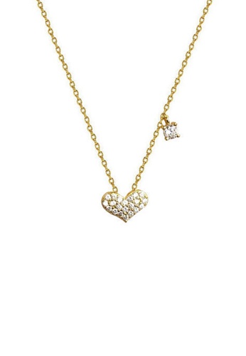 ZITIQUE gold Women's Sweet Diamond Embedded Heart Necklace - Gold 6193FAC638CC3EGS_1