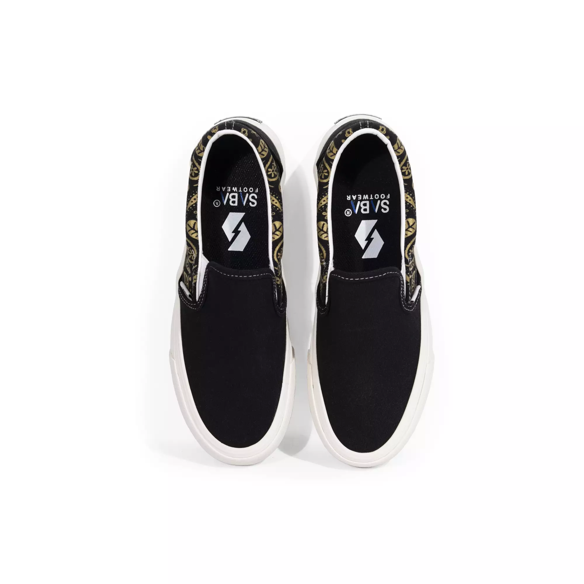 SABA Slip on Paisley Gold Black White - Sepatu Sneakers Casual Pria Wanita