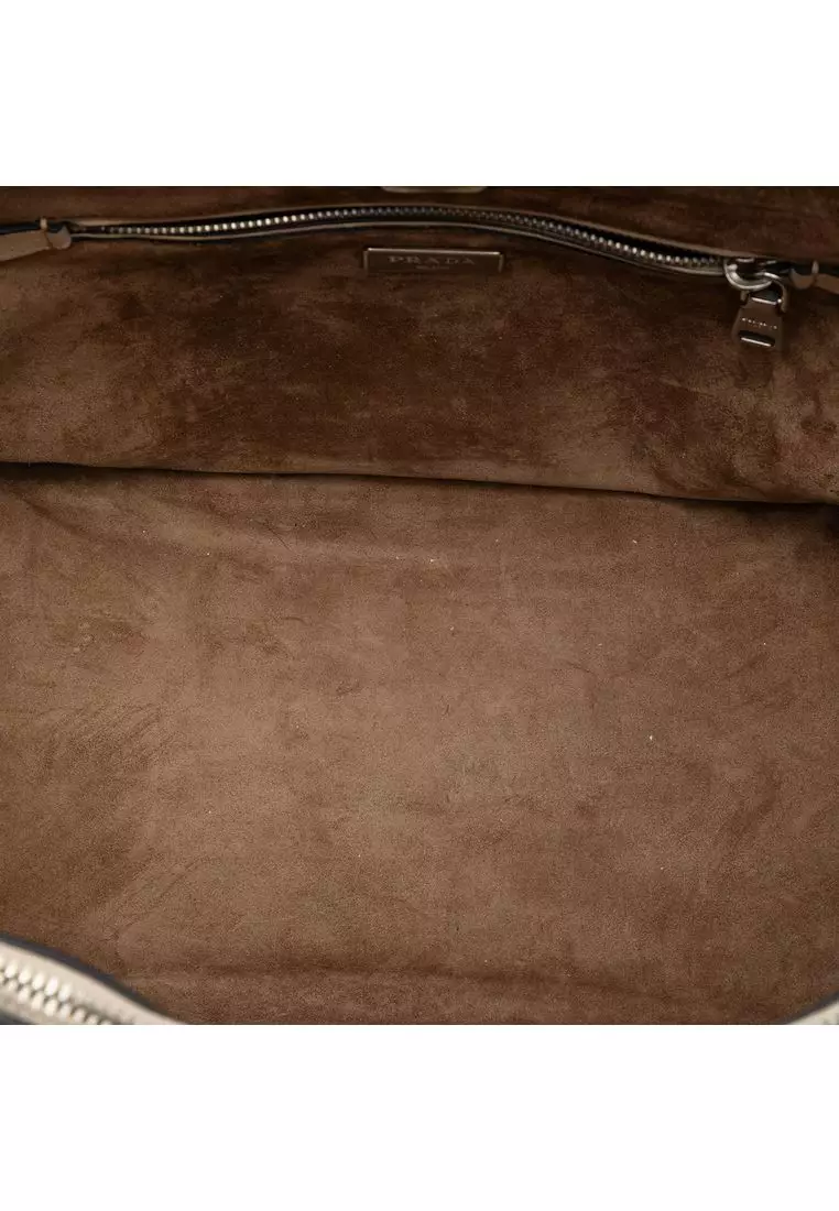 Pre-Loved Prada Glace Calf Twin Pocket Double Handle Satchel