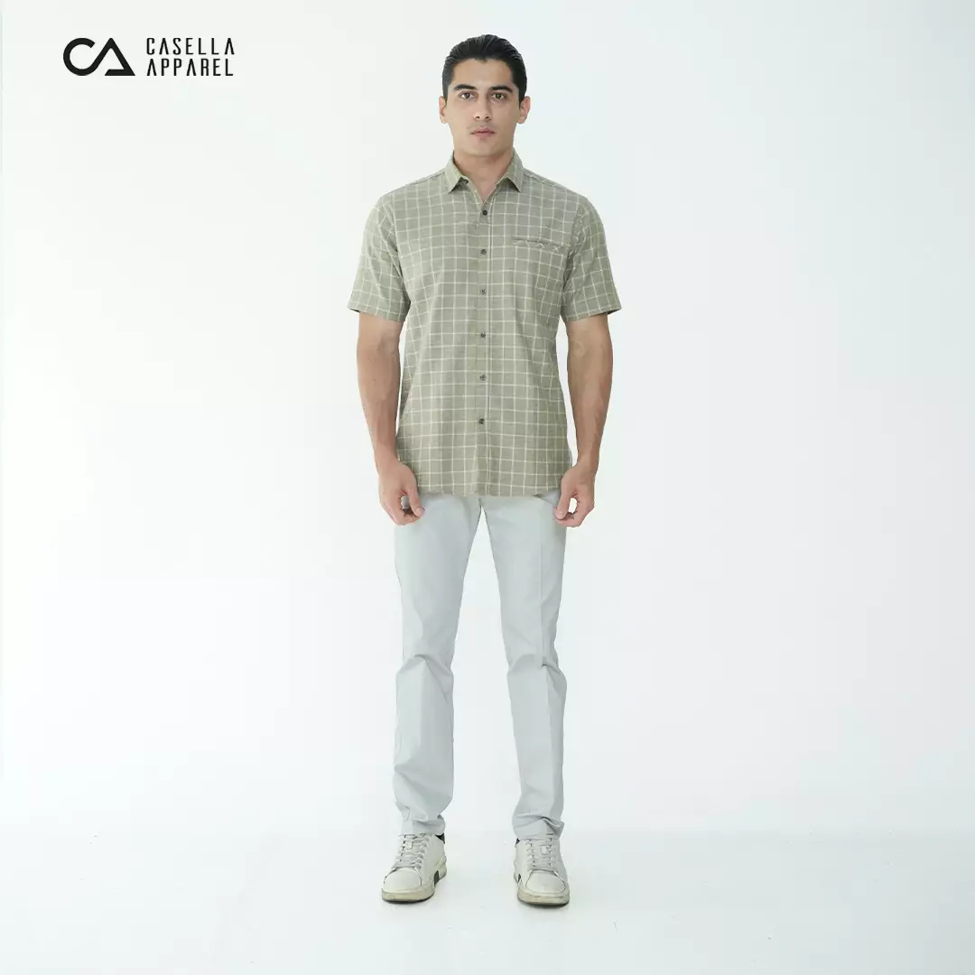 Casella Kemeja Chicago Pria Lengan Pendek Exclusive Motif Kotak 2349 Desert