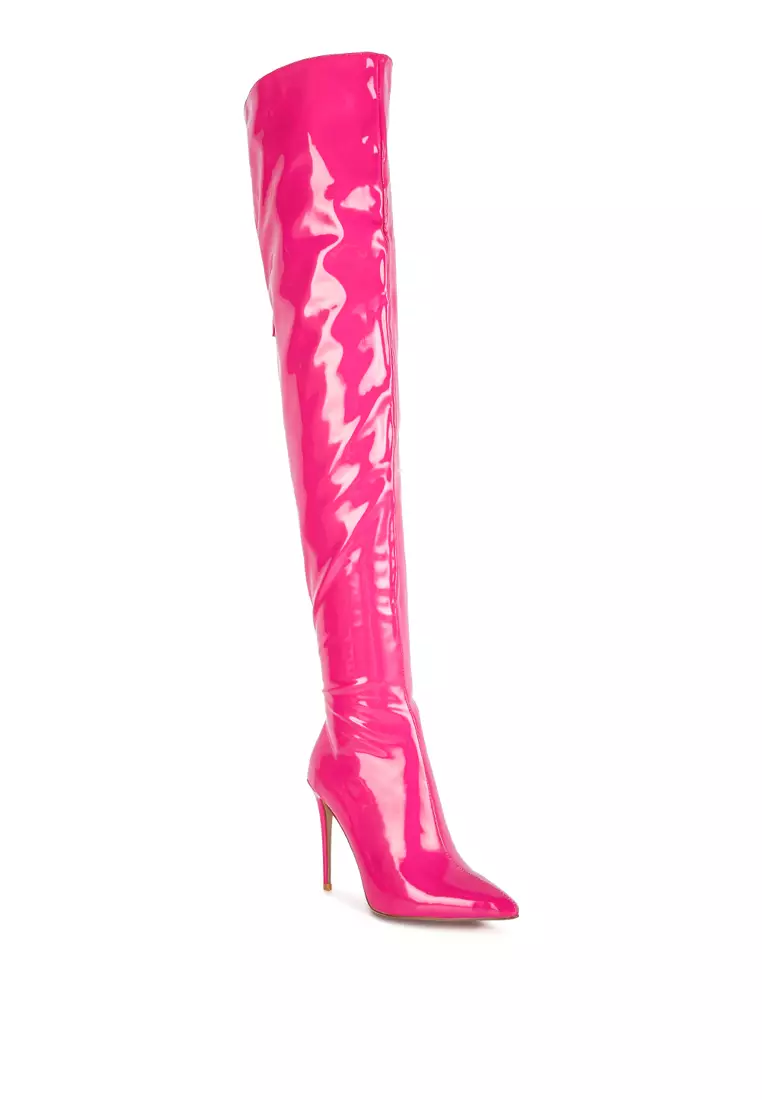 Neon thigh best sale high boots