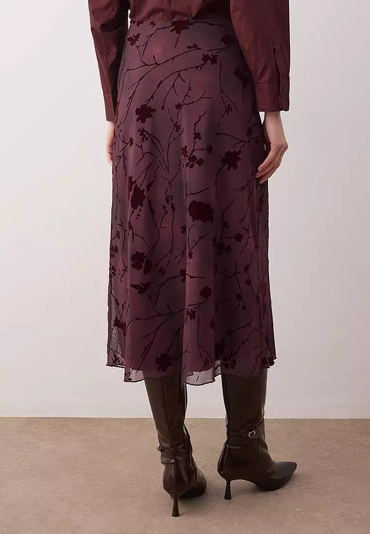 Plum Flock Printed Pencil Maxi/Long Tulle Stretchy Knitted Skirt Twoaw26Et146