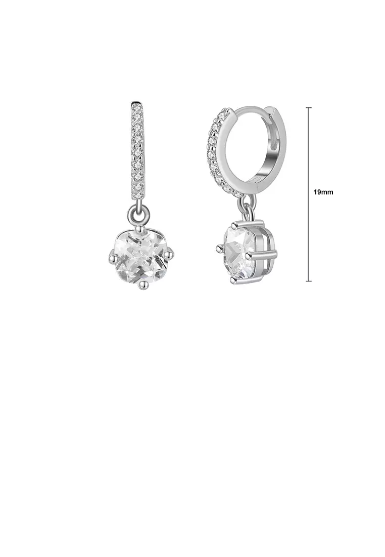925 Sterling Silver Fashion Geometric Round Earrings with White Cubic Zirconia