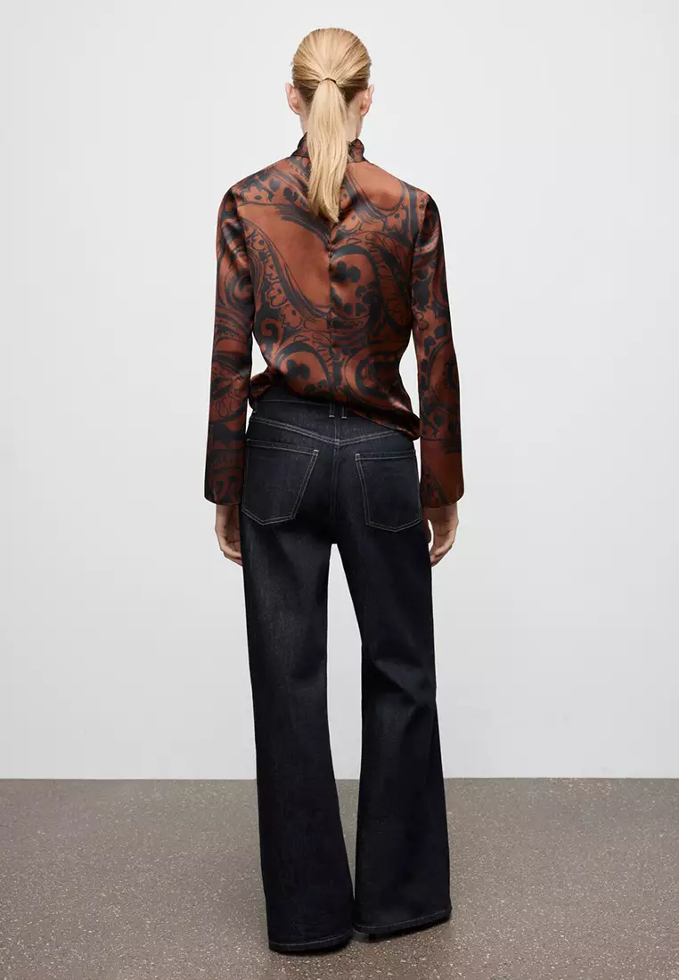 Paisley-Print Satin Blouse