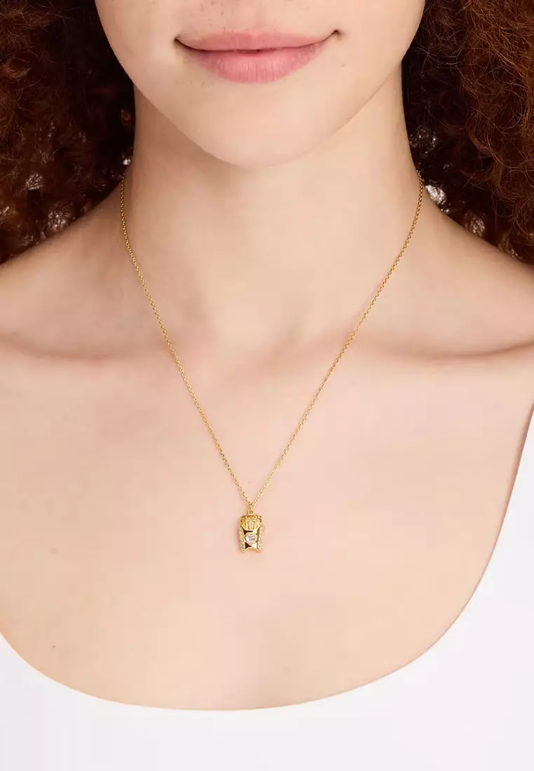 What A Snack Mini Pendant Necklace in Clear/ Gold KH540