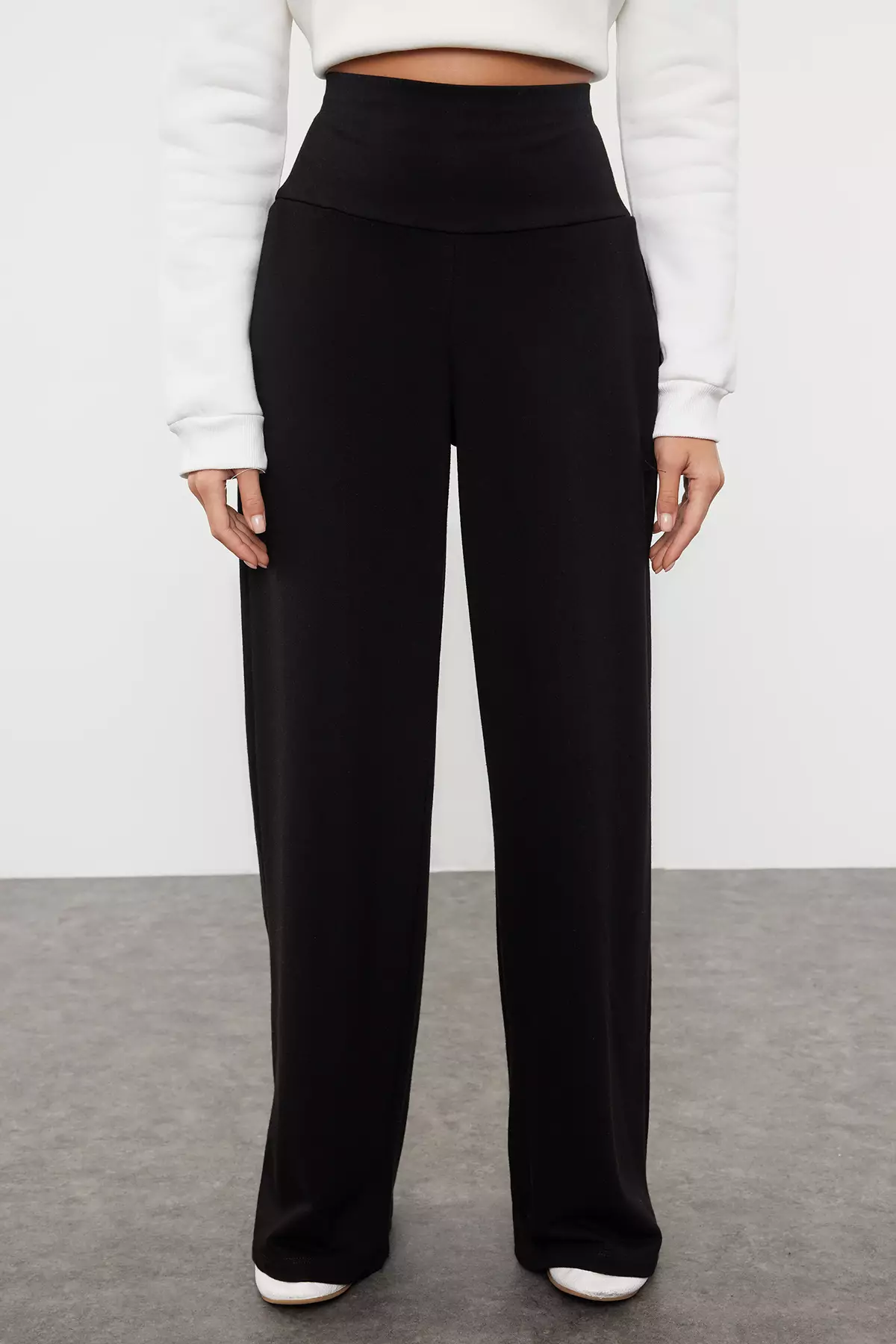 TRENDYOL Damen High Waist Hose – Stretch-Polyester, Gerade Beinform, Perfekt Für Party & Freizeit