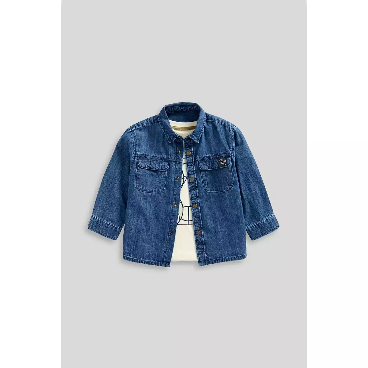 Mothercare Denim Shirt and T-Shirt Set - Set Kemeja Kaos Anak Laki-laki (Biru)