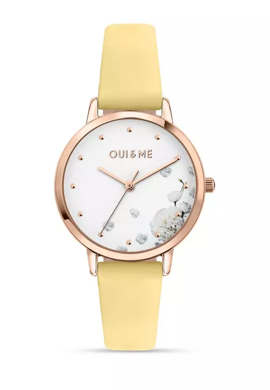 [Sustainable Watch] Oui & Me Fleurette 32mm Women's Yellow Recycled Leather Quartz Watch ME010377