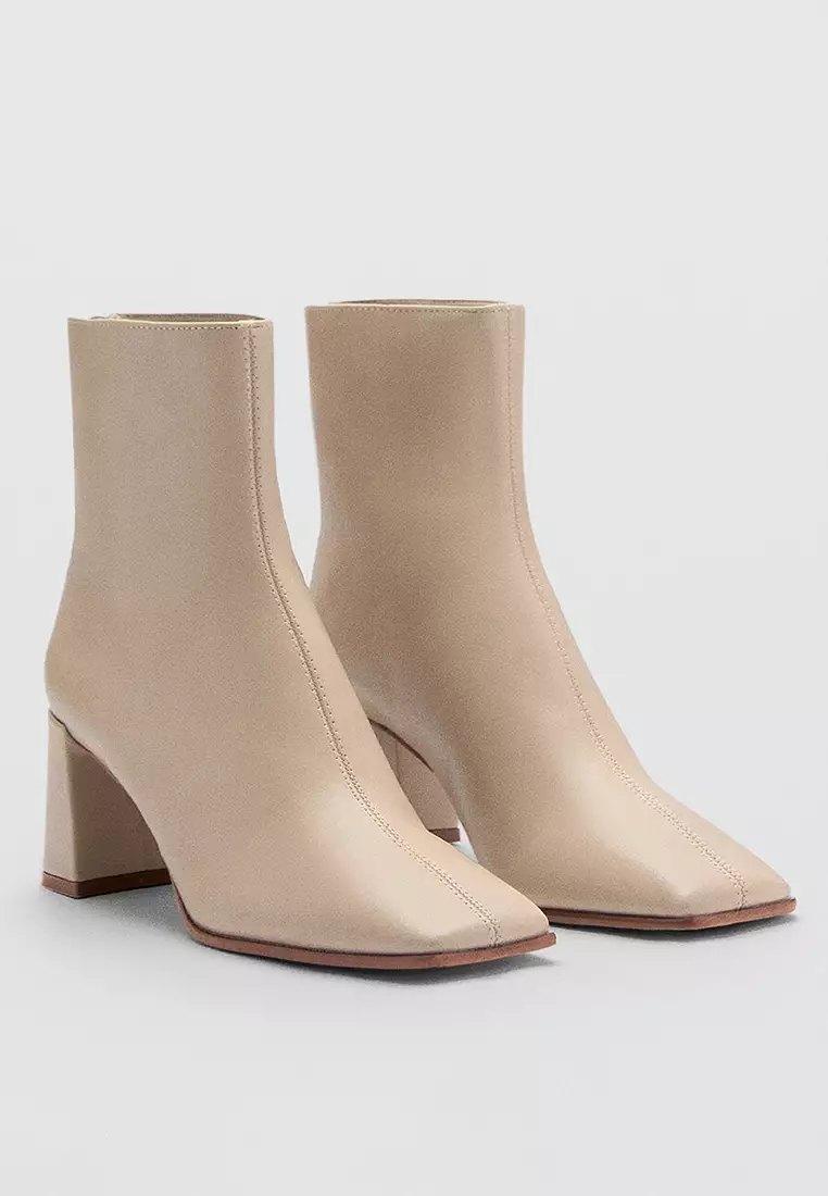 Block Ankle Boots With Square Toe
