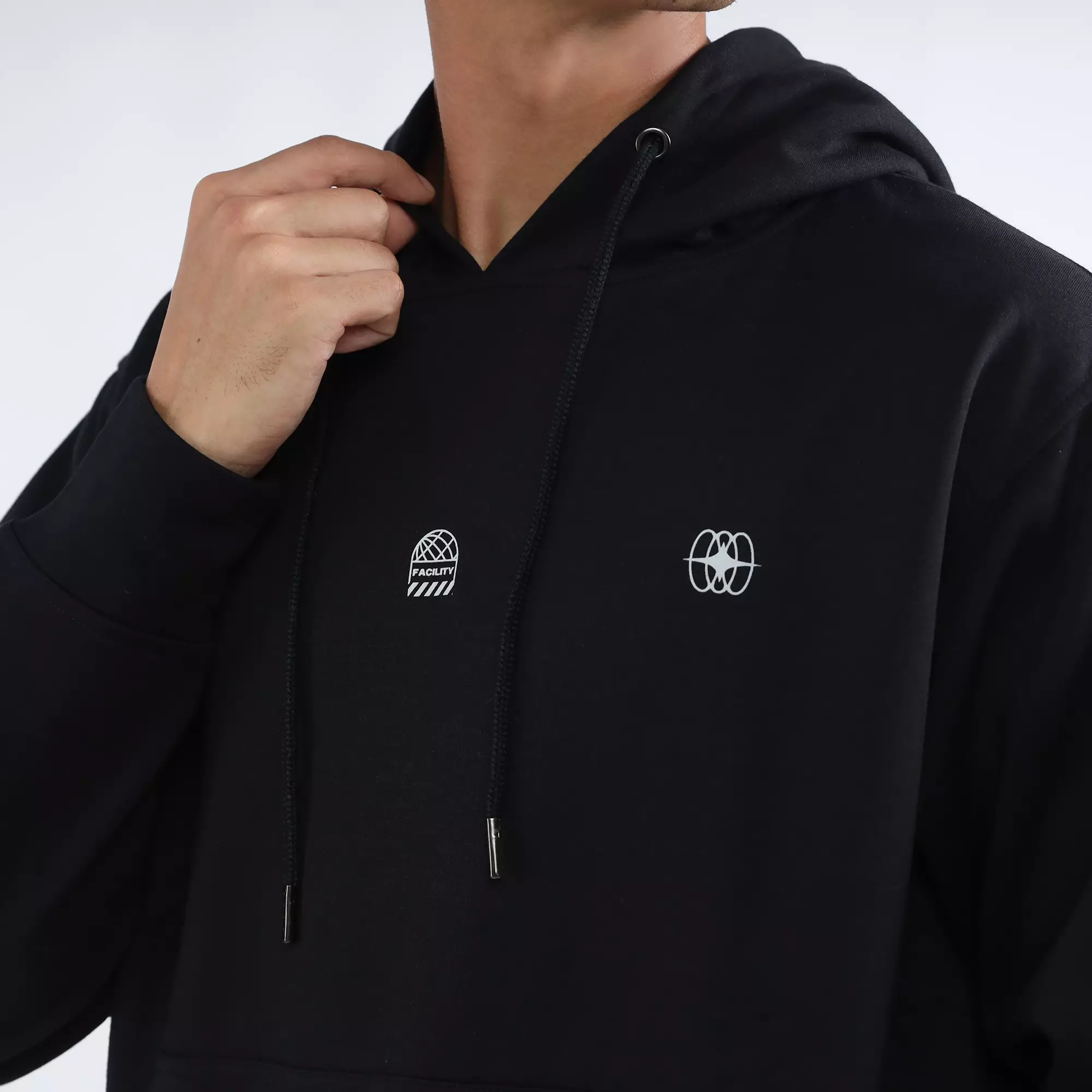 FACILITY by Larusso Work in Progress - Aldric Graphic Hoodie - Jet Black