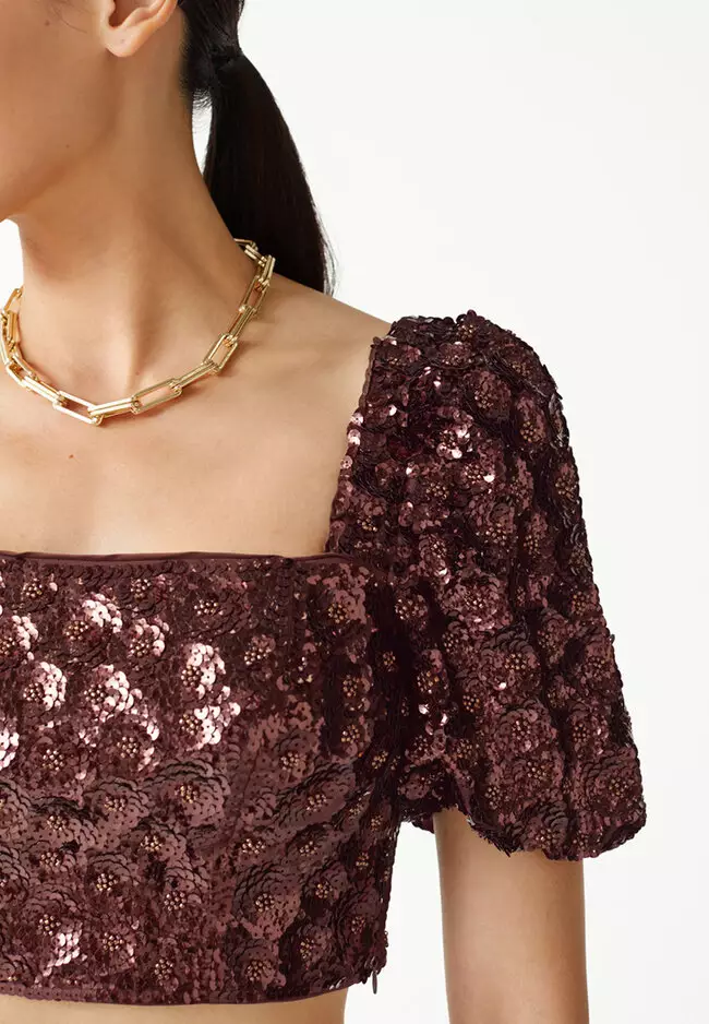 Sequin and beaded tops top
