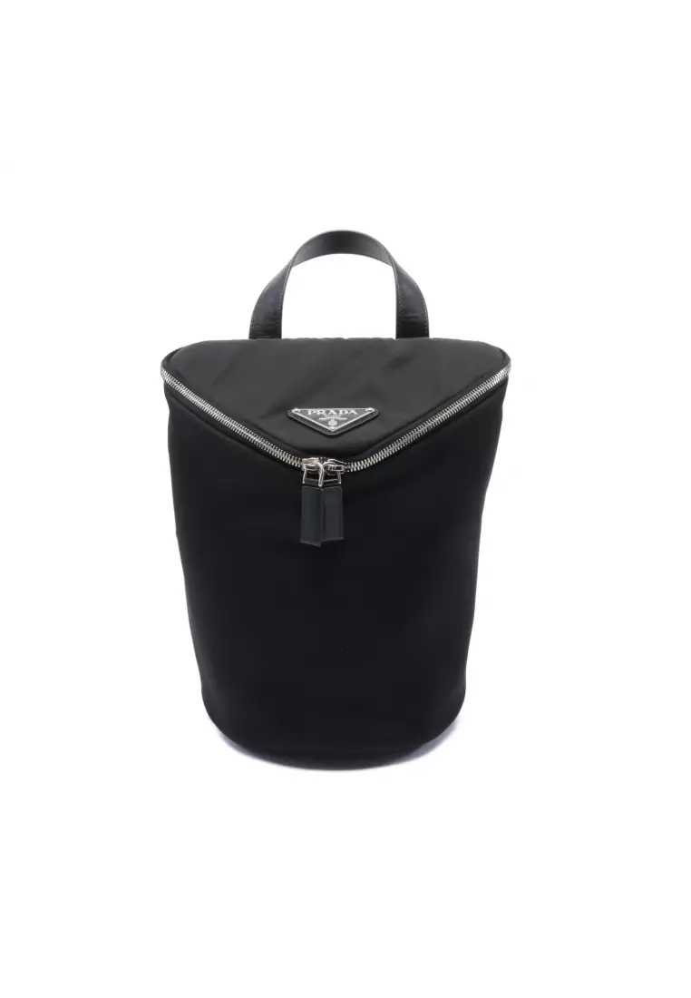 Prada Tessuto Nylon Shoulder Bucket Bag Black