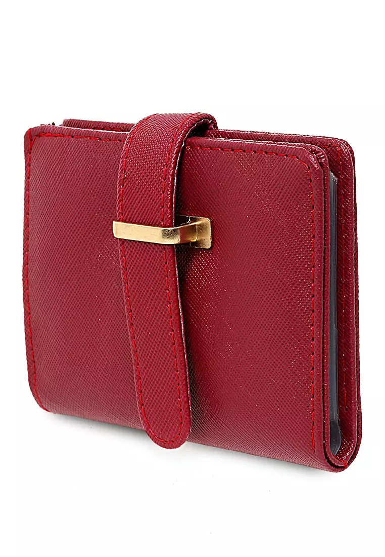 Jareth Dompet Wanita Motif Polos Simple Pengait Slot - Red
