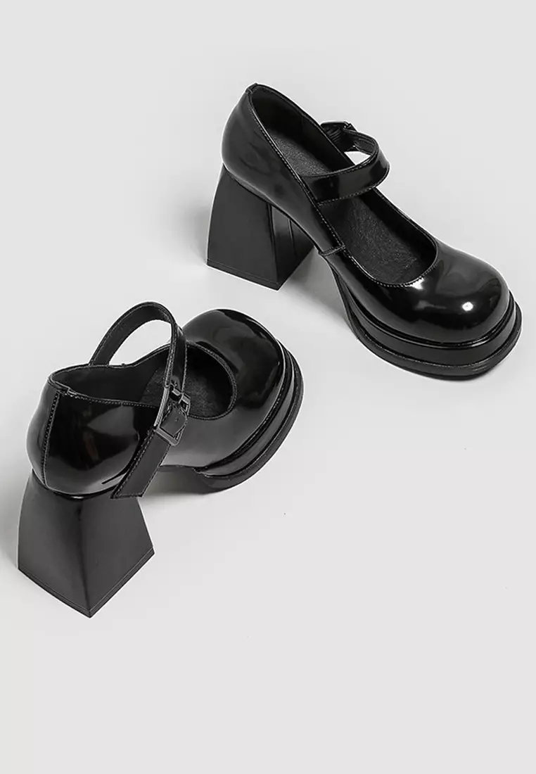 9CM Round Toe Leather Mary Jane Shoes MZ3560