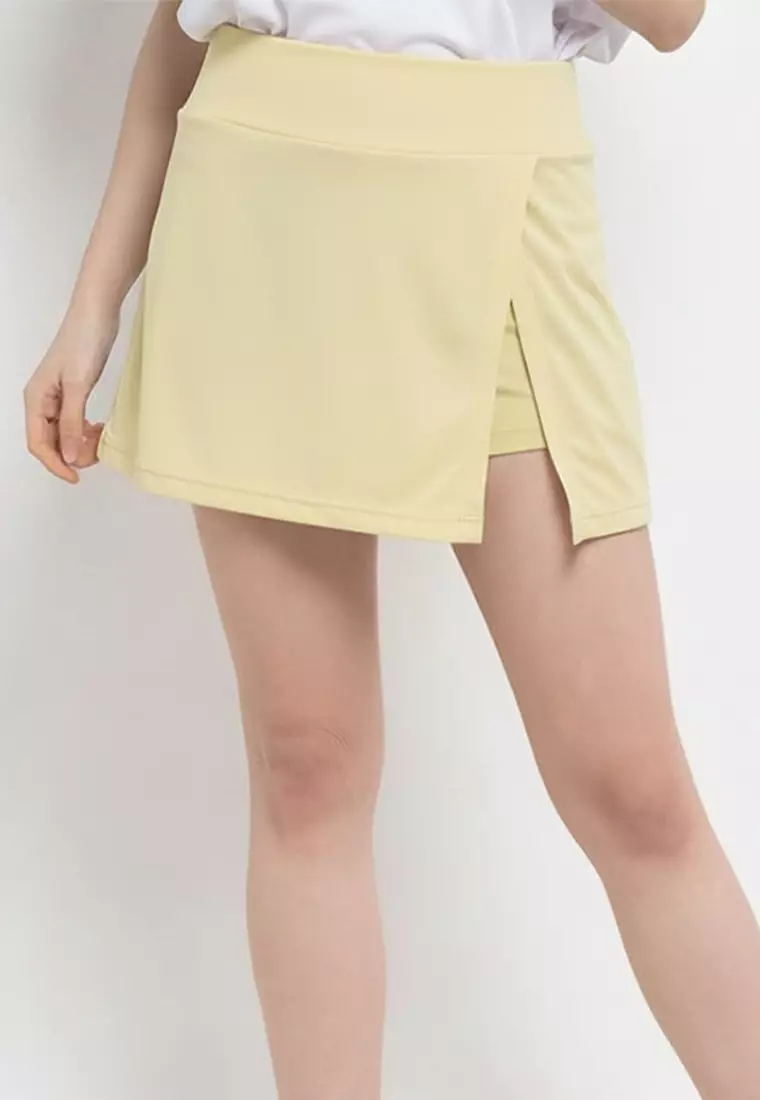 LB133 Skort Padel Wanita 2 in 1 legging dan rok "pastel yellow"