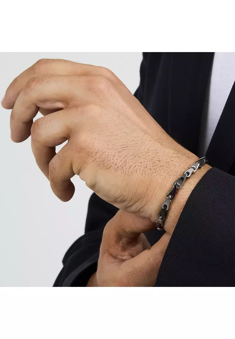 Maserati Iconic Men's Bracelet, 18+3.5cm, Stainless Steel jewellery, Black, JM425AVD100