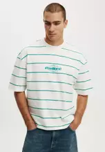 Vintage White/Teal Pop Open Stripe