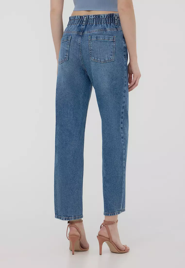 Woman Long Pants Jeans In Blu Denim Medio