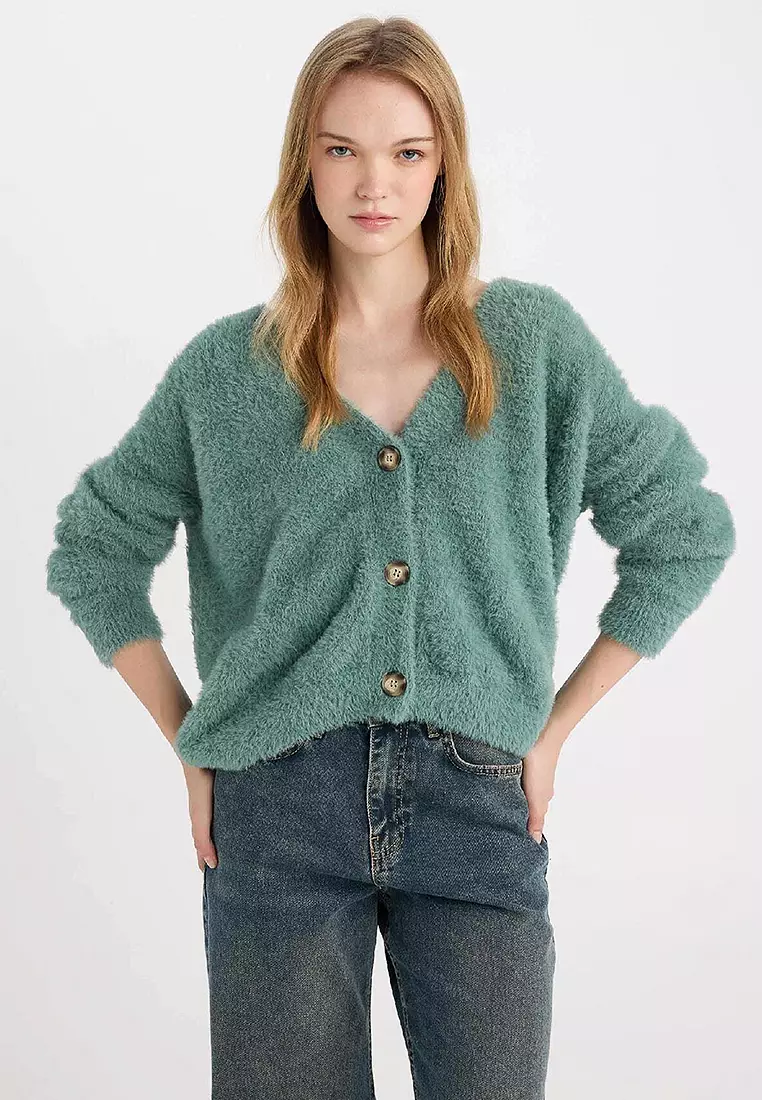 Oversize V-Neck Knit Cardigan