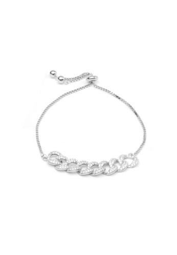 Millenne silver MILLENNE Millennia 2000 Chain Link Studded Drawstring Cubic Zirconia Rhodium Bracelet with 925 Sterling Silver 78F20ACF74779FGS_1