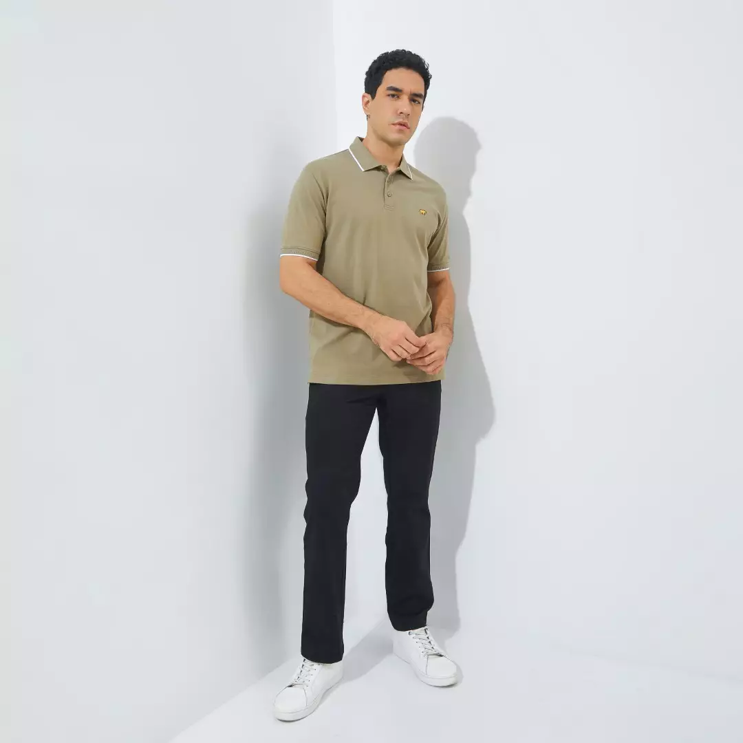 Jack Nicklaus Mandela Polo Shirt Pria Regular Fit Khaki Colour Khaki