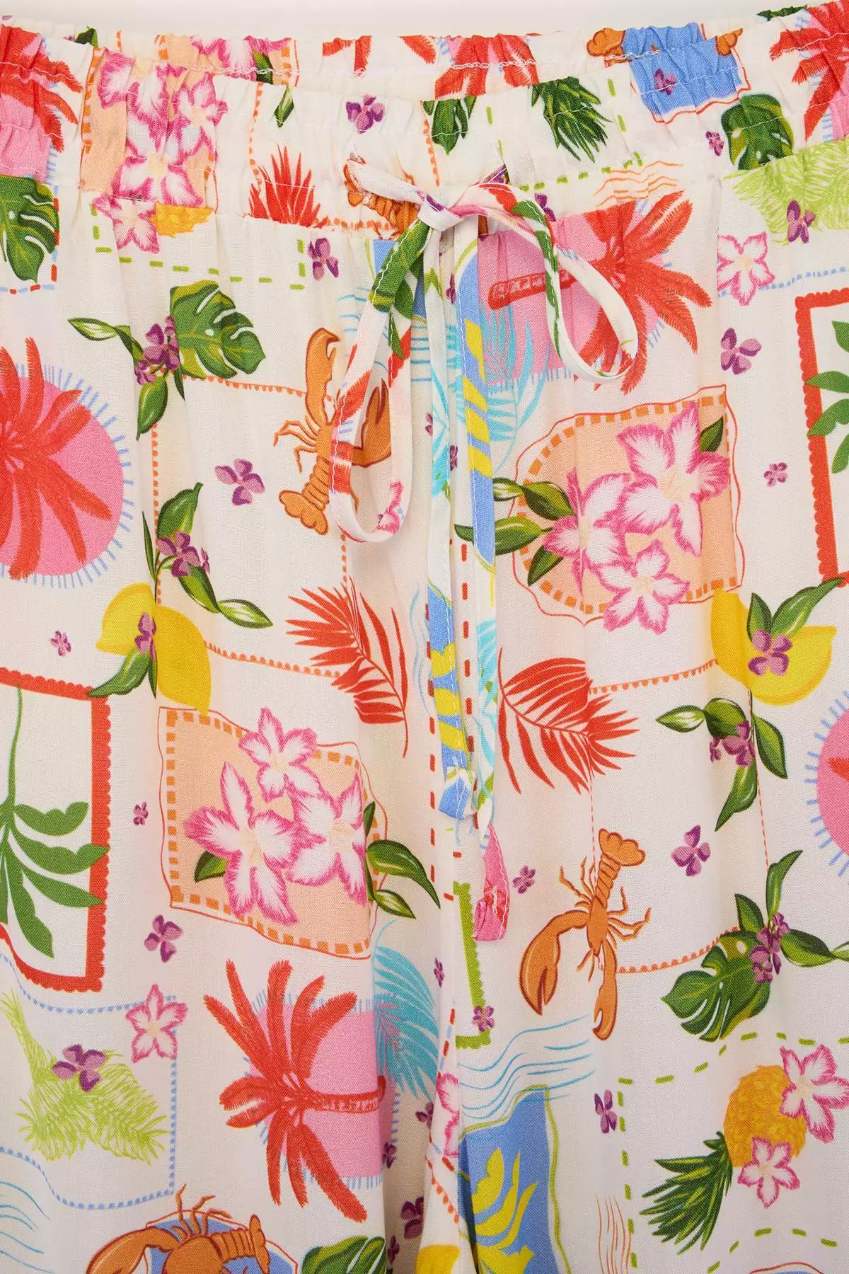 Beach Wear Multi-Colored Tropical Pattern Woven Pants Tbbss26Ar00018
