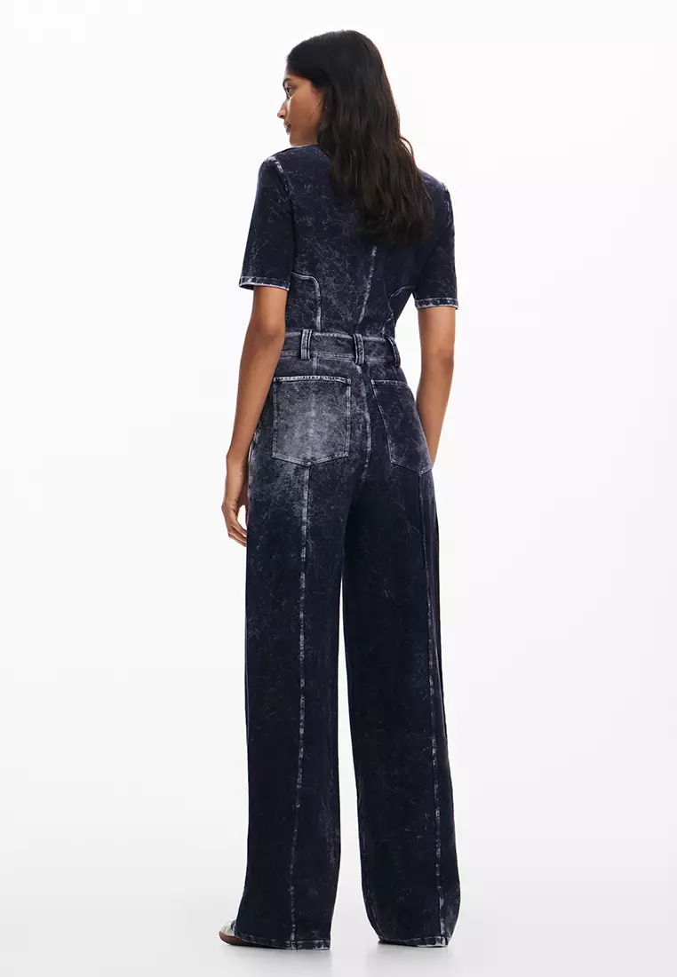 Desigual Woman Washed-effect denim jumpsuit.