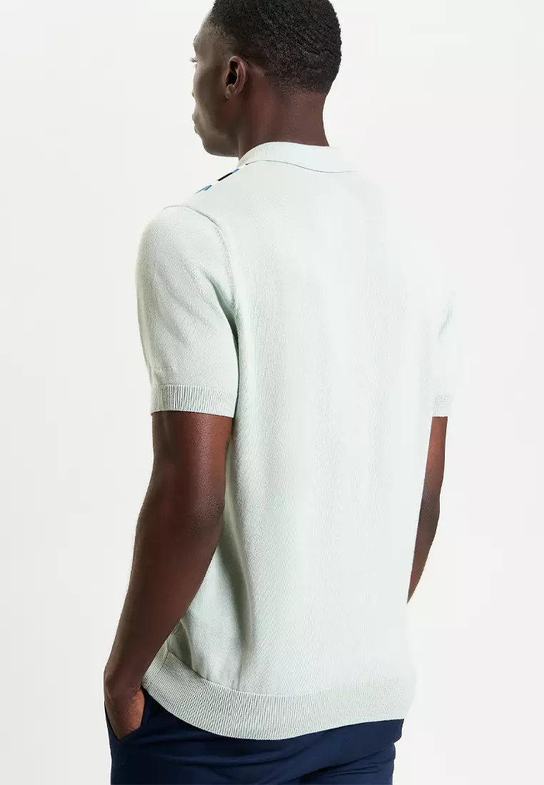 Vertical Stripe Knitted Polo Shirt