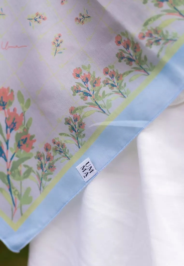 Meadow Printed Cotton Voile Square in Dawn Blue