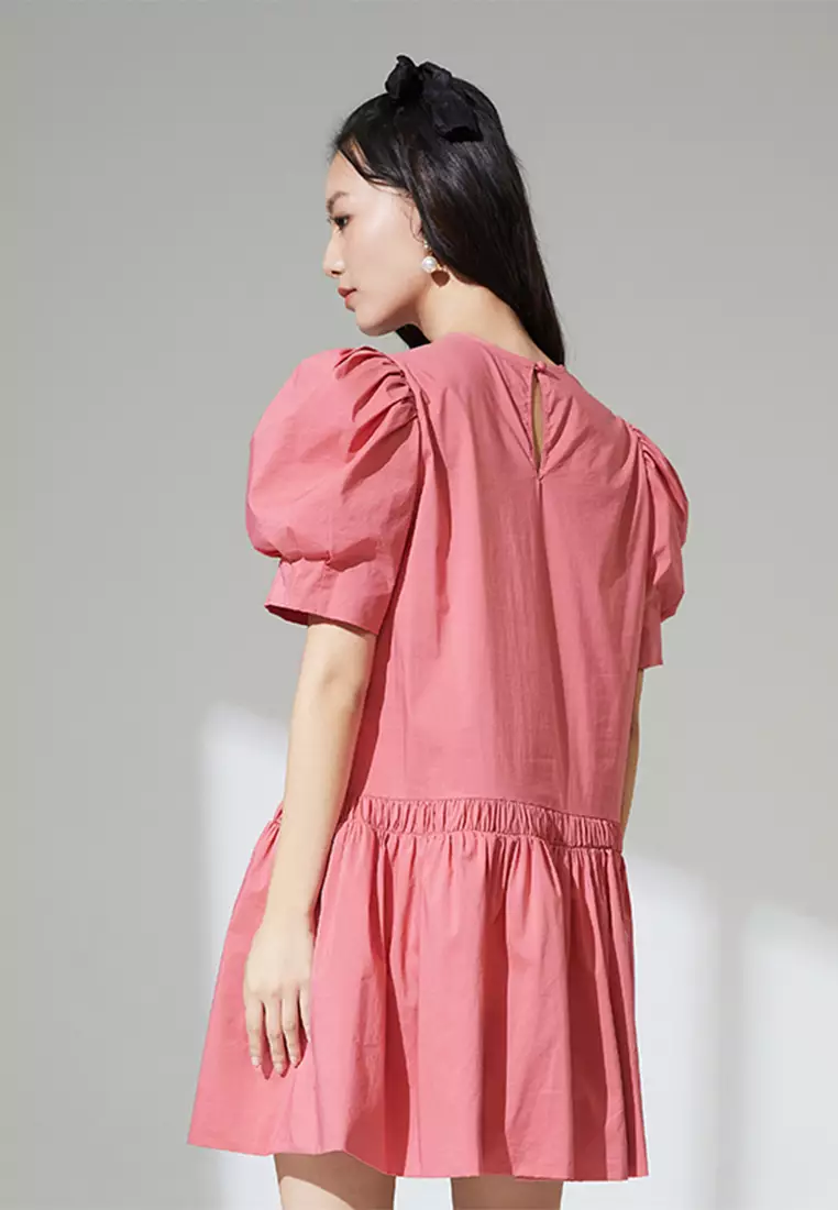 Round Neck Basic Ruffle Dress