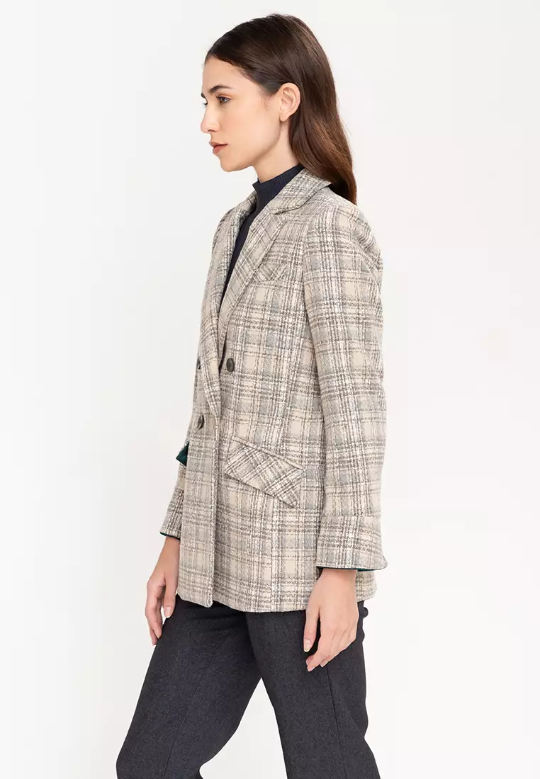 Woolen Plaid Coat