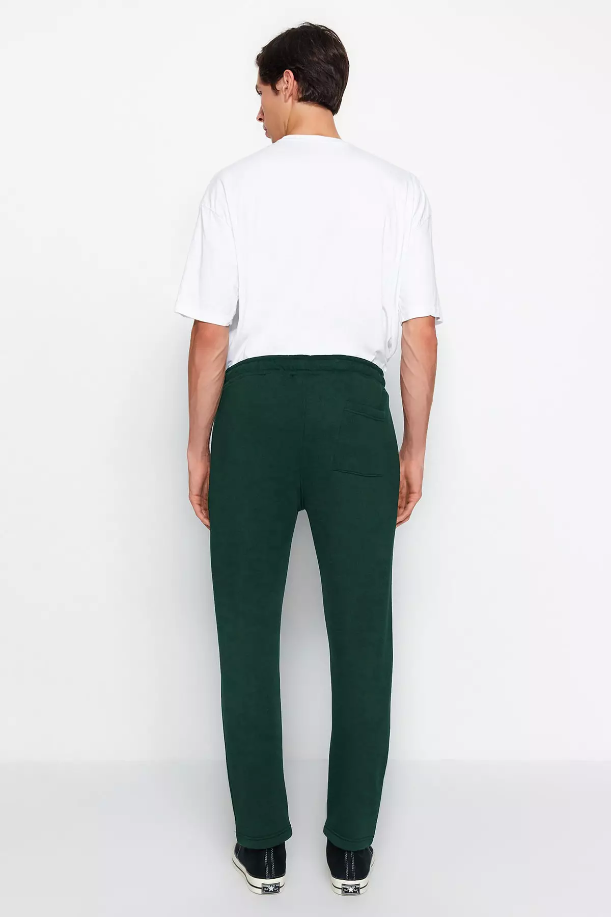 Green Regular Cut Cotton Open Leg Sweatpants