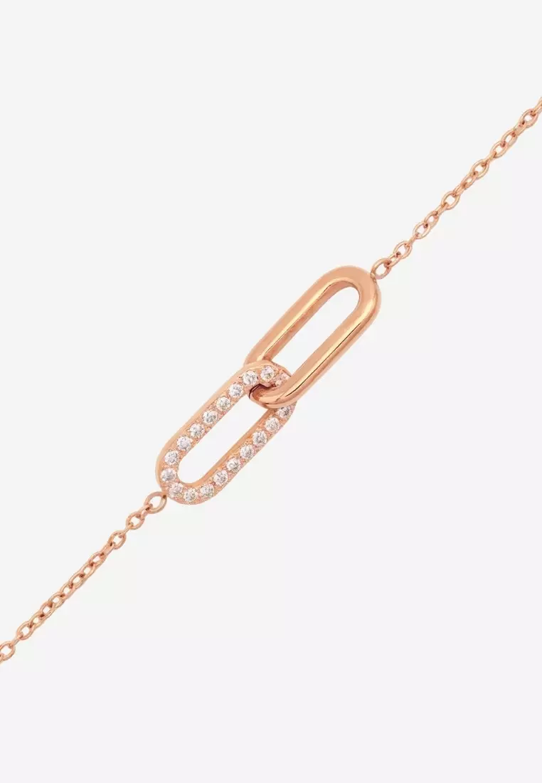 Adessa Interlocking with 5A Grade Cubic Zirconia Necklace in Rose Gold