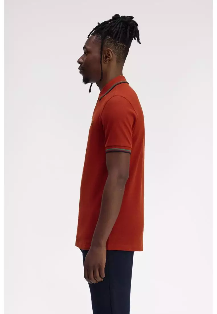 Fred Perry M3600 Twin Tipped Fred Perry Shirt (Burnt Red / Sport Green / Navy)