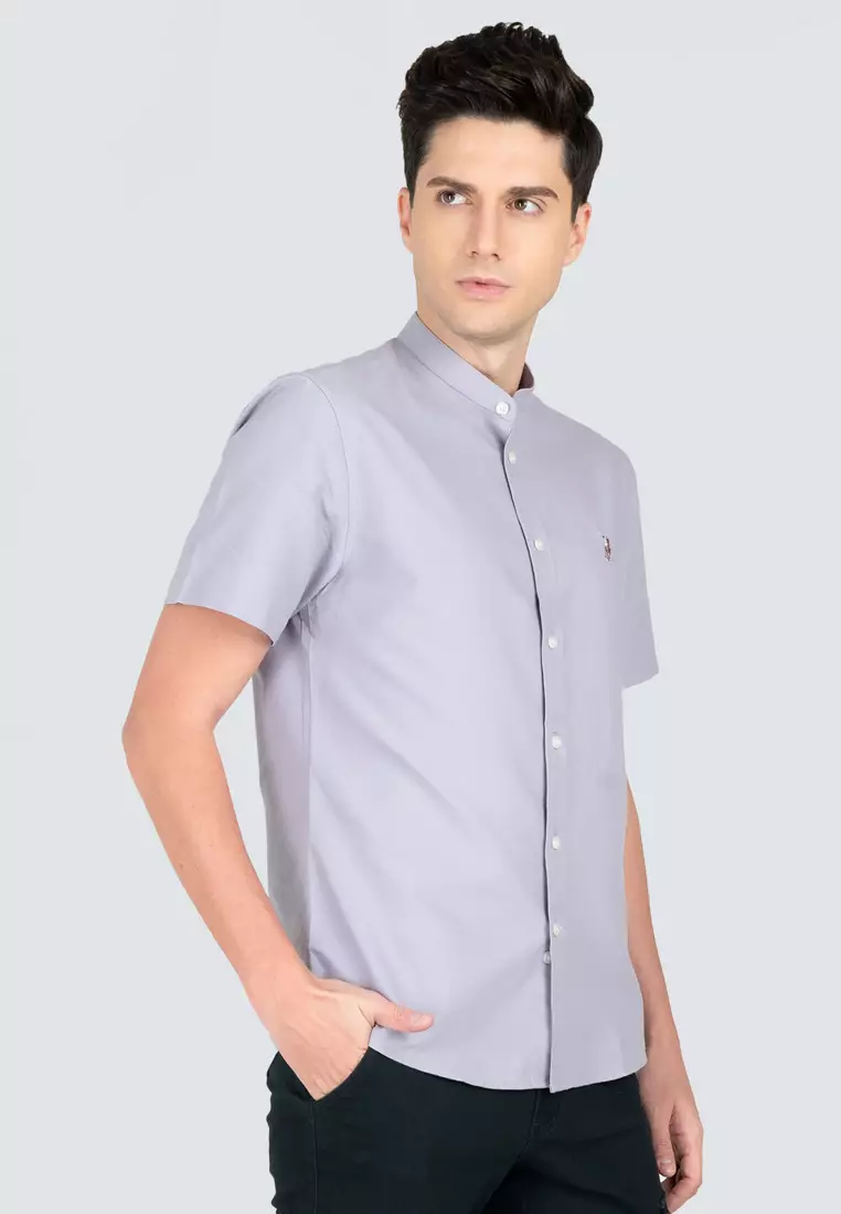 Polo Haus - Men’s Cotton Mix Signature Fit Mandarin Collar Short Sleeve MBSSE003