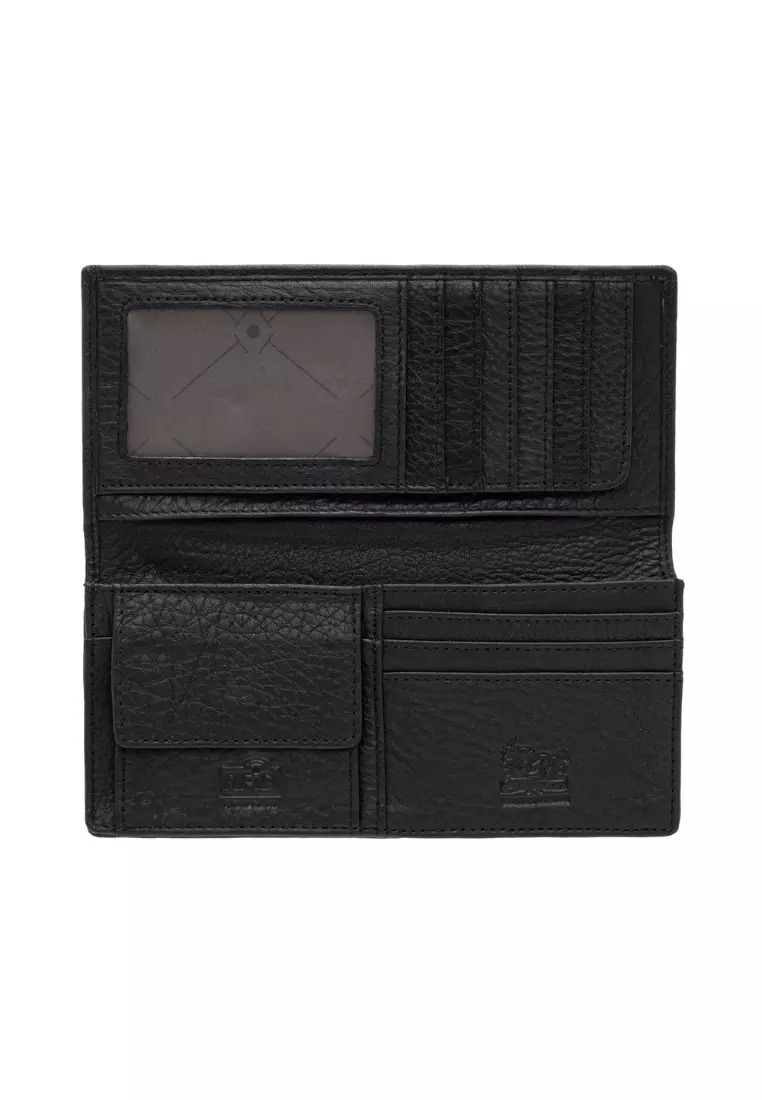 Grain Leather RFID Bi-Fold Long Coin Wallet for Men PWB 20576